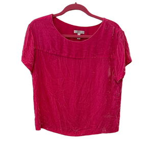 J Crew hot pink velvet top, size 8
